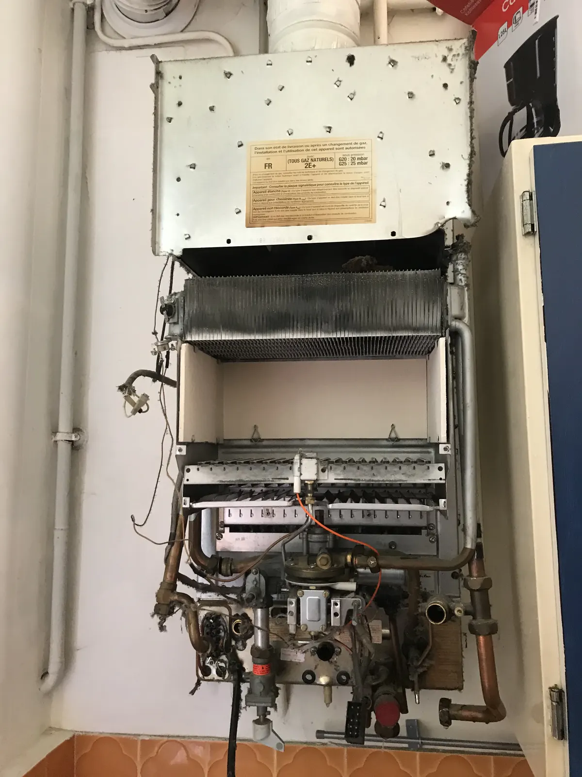 Contrôle du corps de chauffe d'une chaudière murale gaz